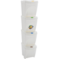 vidaXL Stackable Garbage Bin Boxes 4 pcs White 100 L Polypropylene