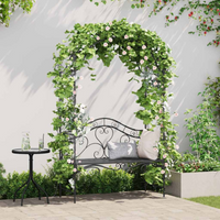 vidaXL Garden Bench Black 121 x 48 x 200 cm Steel