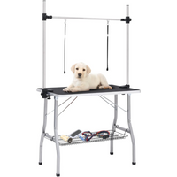 vidaXL Adjustable Dog Grooming Table with 2 Loops and Basket