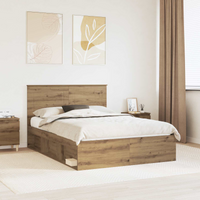 vidaXL Bed Frame with Drawer Artisian Oak 150 x 200 cm Solid Pine Wood