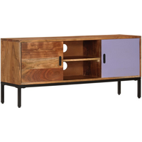 vidaXL TV Cabinet Honey Brown and Grey 110x30x50 cm Solid Wood Acacia
