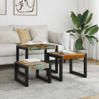 vidaXL Three Piece Nesting Tables Solid Reclaimed Wood