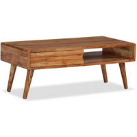 vidaXL Coffee Table Solid Wood with Carved Drawer 100x50x40 cm