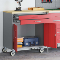 vidaXL Work Cabinet with Drawer 2 pcs Red and Grey 100 x 55 x 85 cm