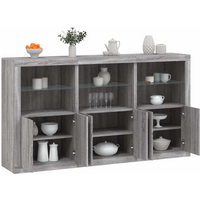 vidaXL Sideboard with LED Lights Grey Sonoma 181.5x37x100 cm