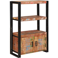 vidaXL Bookshelf with Doors Brown Solid Reclaimed Wood and Metal
