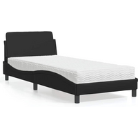 vidaXL Bed with Mattress "Dover" Black Single Faux Leather
