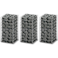 vidaXL Gabion Set 3 pcs Galvanised Wire 25 x 25 x 50 cm