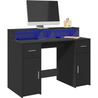 vidaXL Desk with LED Lights Black 120x55x91 cm Engineered Wood