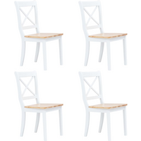 vidaXL Dining Chairs 4 pcs White and Light Wood Solid Rubber Wood
