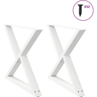 vidaXL Dining Table Legs 2 pcs White 90x(72-73.3) cm Steel