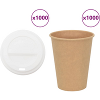 vidaXL Paper Coffee Cups with Lids 1000 pcs 12oz 300ml