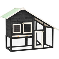 vidaXL Rabbit Hutch Grey and White 140x63x120 cm Solid Firwood
