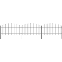 vidaXL Garden Fence with Spear Top Steel 537x125 cm Black