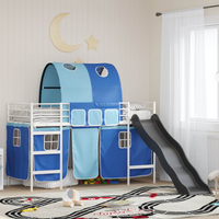 vidaXL Kids'Loft Bed Frame White and Blue 99.5 x 190 cm Metal