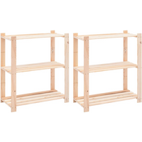 vidaXL 3-Tier Storage Racks 2 pcs 80x38x90 cm Solid Pinewood 150 kg