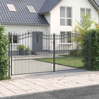 vidaXL Fence Gate with Spear Top with Lock Grey 404 x 175 cm Steel
