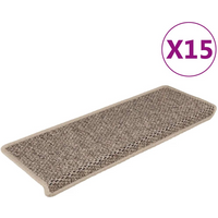vidaXL Stair Mats Self-adhesive Sisal-Look 15 pcs 65x21x4 cm Dark Beige