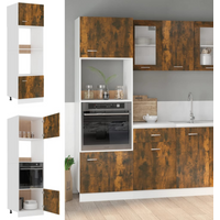 vidaXL Microwave Cabinet Lyon Smoked Oak 60x57x207 cm Engineered Wood