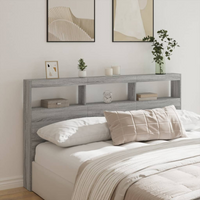 vidaXL Headboard Cabinet with LED Grey Sonoma 180x17x102 cm