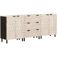 vidaXL Sideboard 3 pcs White Wash Finish 180 x 33 x 75 cm