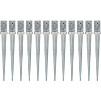 vidaXL Ground Spikes 12 pcs Silver 8x8x76 cm Galvanised Steel