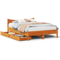 vidaXL Bed Frame with Drawers Wax Brown 120x200 cm Solid Wood Pine