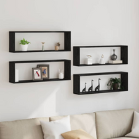 vidaXL Wall Shelves 4 pcs Black Oak 80 x 15 x 26 cm Engineered Wood