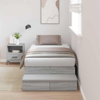 vidaXL Storage Bed Frame Grey Sonoma 100 cm Engineered Wood