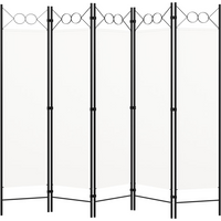 vidaXL 5-Panel Room Divider White 200x180 cm