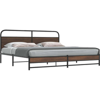 vidaXL Metal Bed Frame without Mattress Brown Oak 180x200 cm