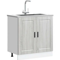 vidaXL Sink Base Cabinet "Porto" Grey Sonoma 80x46x81.5 cm Engineered Wood