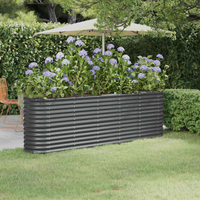 vidaXL Garden Raised Bed Galvanised Steel 224x40x68 cm Anthracite