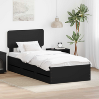 vidaXL Bed Frame with Headboard Black 90 x 190 cm Engineered Wood