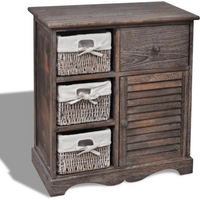 vidaXL Wooden Cabinet 3 Left Weaving Baskets Brown
