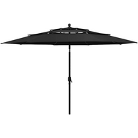 vidaXL 3-Tier Garden Parasol with Aluminium Pole Black 3.5 m