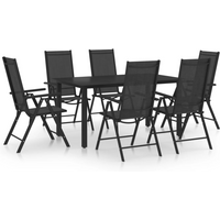 vidaXL 7 Piece Garden Dining Set Aluminium Black