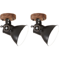 vidaXL Industrial Wall/Ceiling Lamps 2 pcs Black 20x25 cm E27