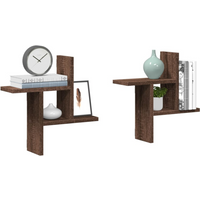 vidaXL Wall Shelves 2 pcs Brown Oak 38x12x38 cm Engineered Wood