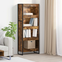 vidaXL Book Cabinet Smoke Oak 60 x 30 x 155 cm Engineered Wood