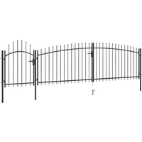 vidaXL Garden Fence Gate with Spear Top 5x1.75 m Black