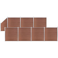 vidaXL WPC Fence Set 7 Square + 1 Slanted 1311x186 cm Brown