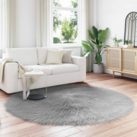 vidaXL Faux Sheepskin Rug Tafalla Grey Ø 160 cm Polyester