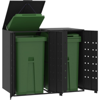 vidaXL Wheelie Bin Storage for 2 Bins Black 138x79x117 cm Steel
