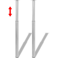 2 Telescopic Table Legs Stainless Steel 710 mm-1100 mm