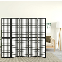 vidaXL Folding 5-Panel Room Divider Japanese Style 200x170 cm Black