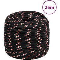 vidaXL Boat Rope Black 16 mm 25 m Polypropylene