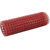 vidaXL Chicken Wire Fence Steel with PVC Coating 25x0.5 m Red