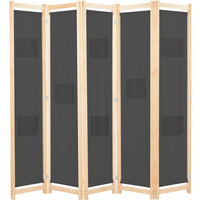 vidaXL 5-Panel Room Divider Grey 200x170x4 cm Fabric