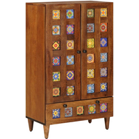 vidaXL Highboard with Door Walnut 60 x 33.5 x 100 cm Solid Mango Wood